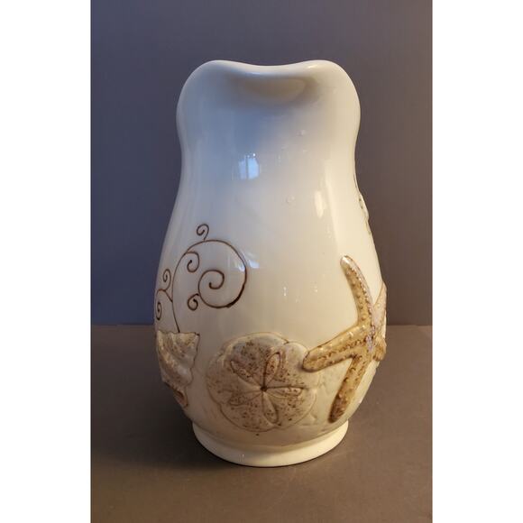 Live, Laugh, Love Starfish Seashell Ceramic Pitcher - Picture 2 of 5
